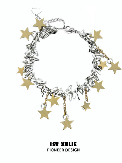 Vintage Star Tassel Silver Bracelet