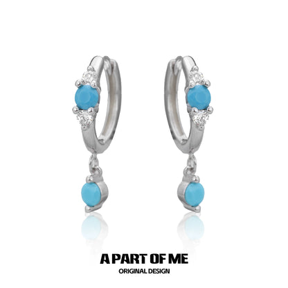 Snow Vein Turquoise Hoops Earrings