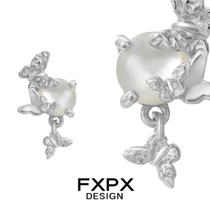 Frostwing Butterfly Pearl Earrings