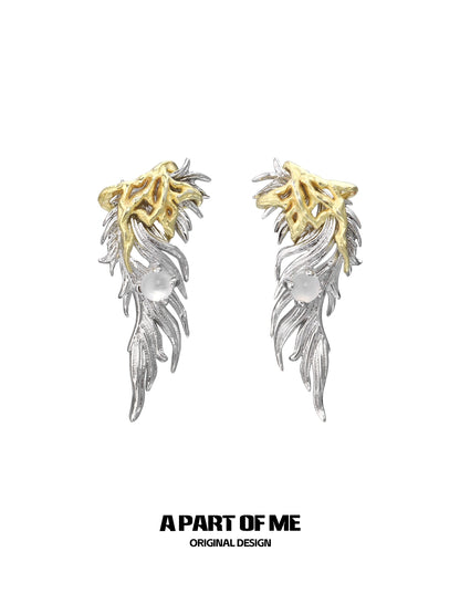 Golden Feather Agate Earrings