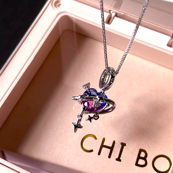 "Night Sea Galaxy" Heart Necklace