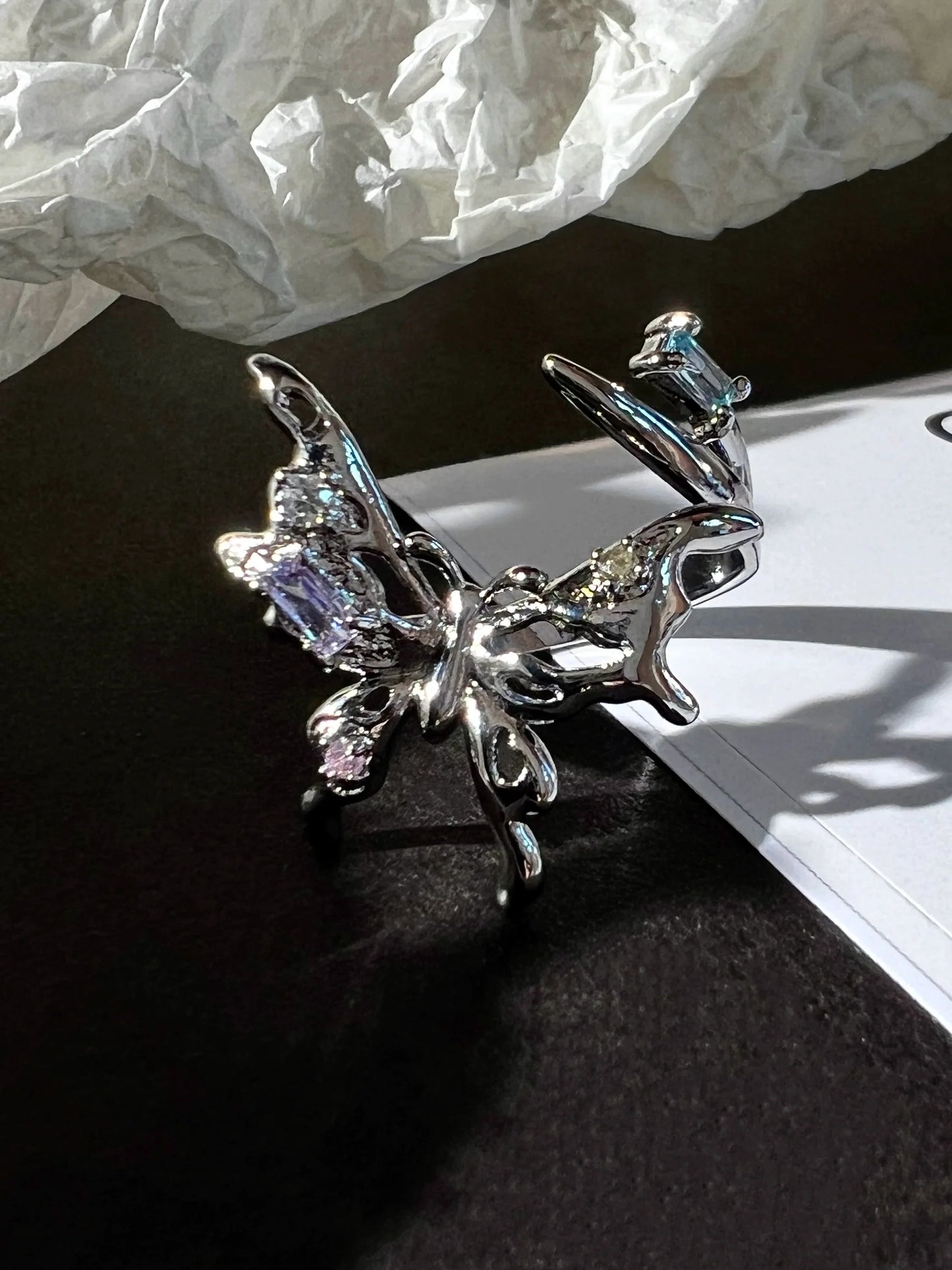 "Vortex Butterfly" Zircon Ring