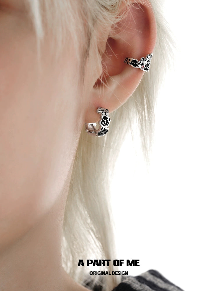 Y2K Graffiti Crow Ear Cuffs