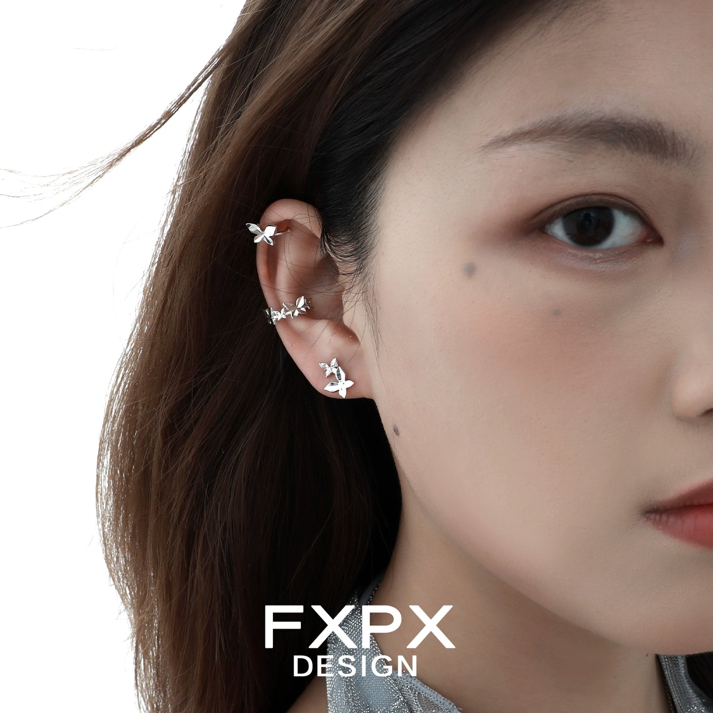 Futuristic Mirror Butterfly Ear Cuff