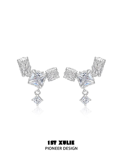 Eternal Glow Geometric Silver Earrings
