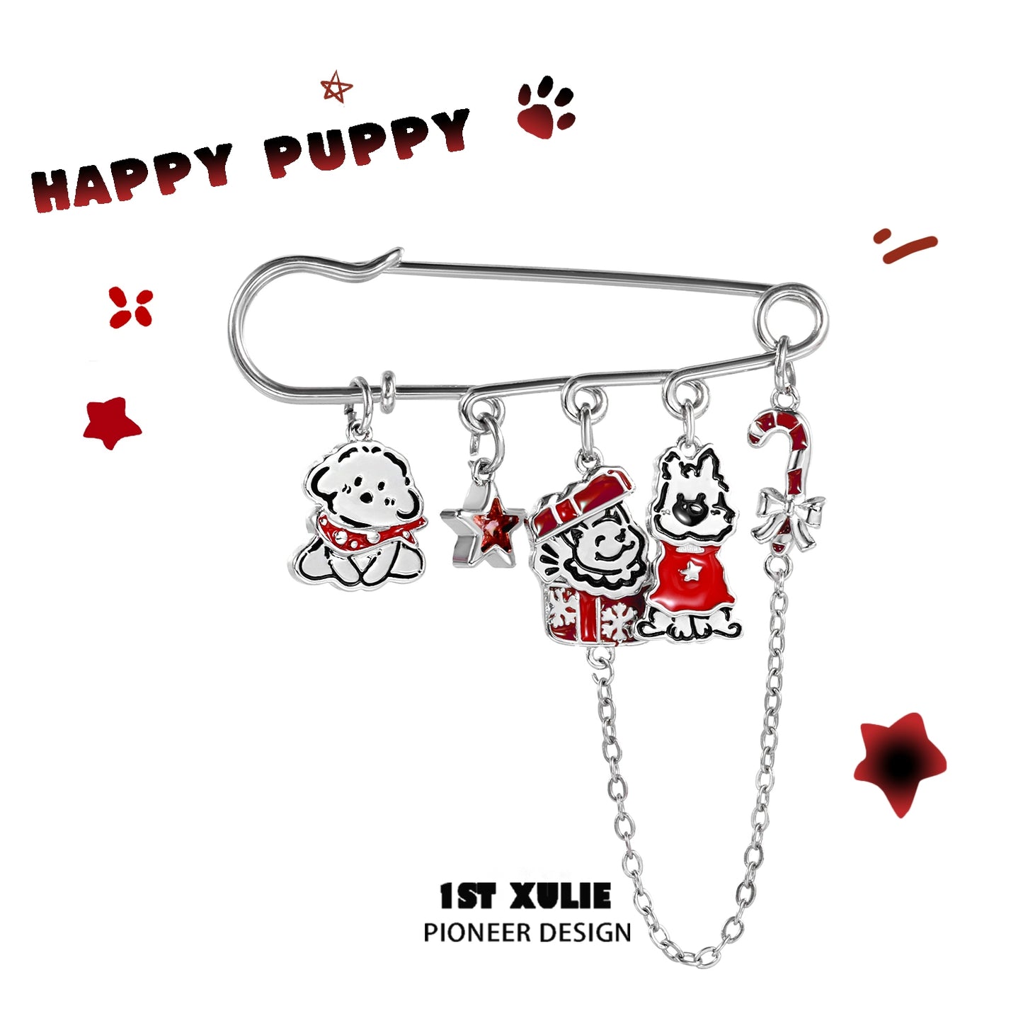 Cute Happy Puppy Brooch