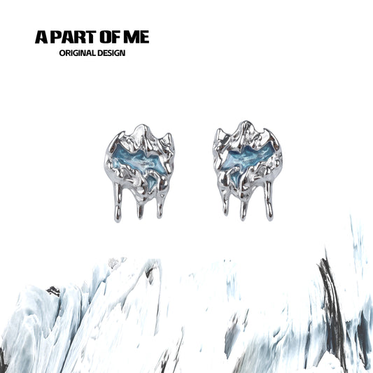 Frosted Glacier Blue Stud Earrings