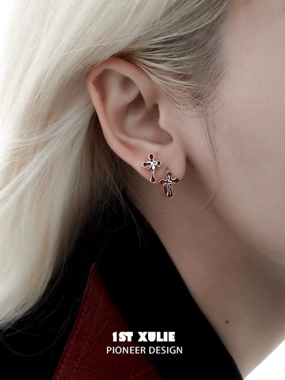 Gothic Sin Snake Cross Earrings