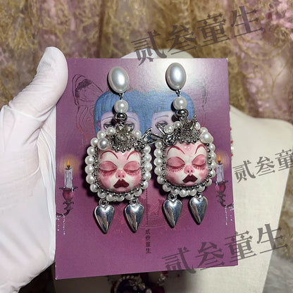 Earrings & Ear Cuffs-Ersan Tongsheng Original Heavy Industry Sweet Cool Niche Earrings Earclips Cute Niche Design Rock Punk Gift Recommendation
