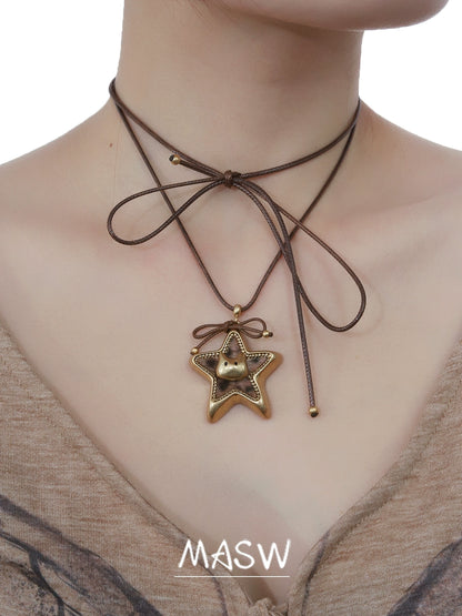 Graffiti Cat Star Necklace