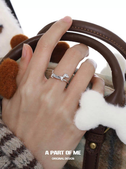 Cute Dachshund Silver Ring