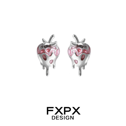 Pink Strawberry Stud Earrings