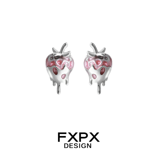 Pink Strawberry Stud Earrings