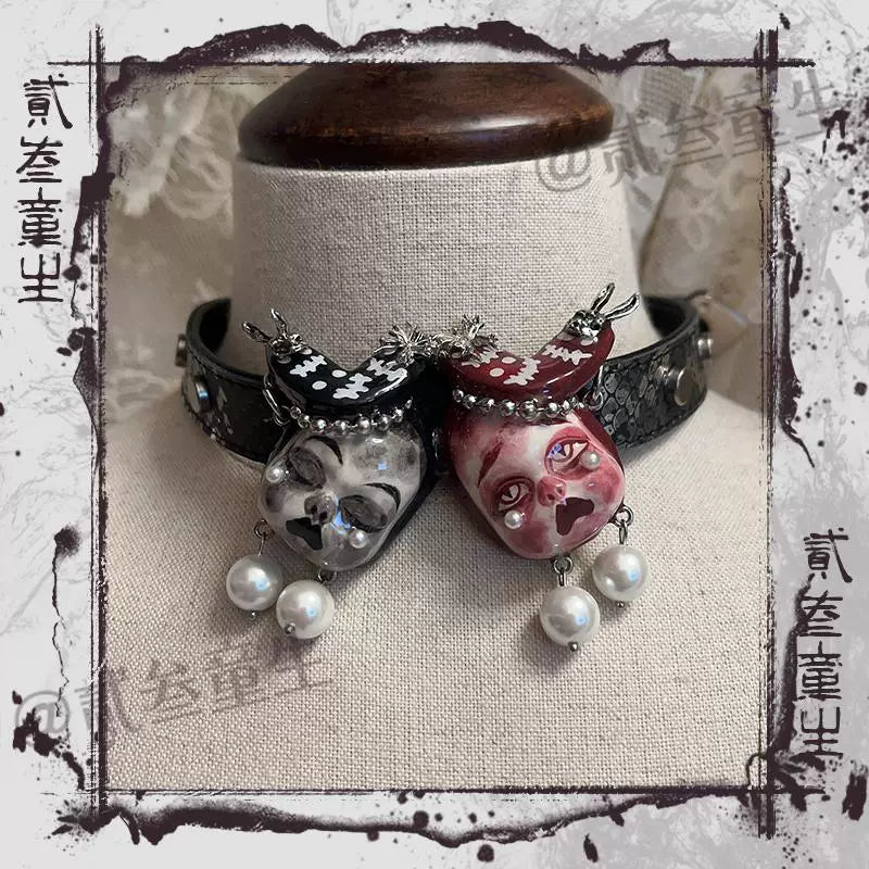 Choker-Ersan Tongsheng Original Niche Design Advanced Sense Dark Niche Design Dark Necklace Punk Asian Choker