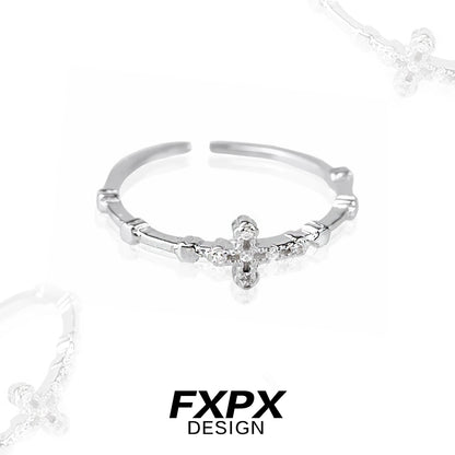 Minimalist Cross Silver Ring