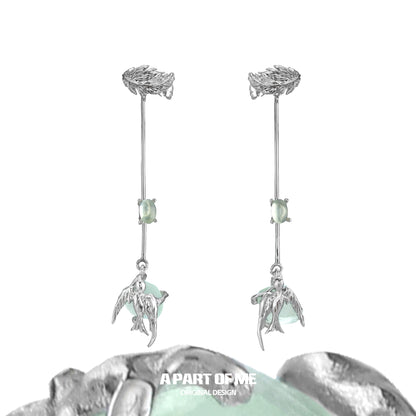 Flying Bird Fluorite Ear Clips