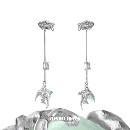 Flying Bird Fluorite Ear Clips