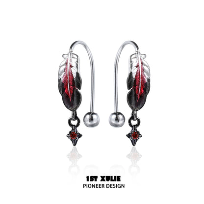 Red Enchanted Feather Earrings