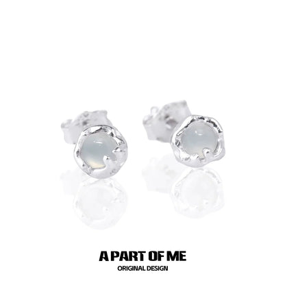 Frosted Whisper Agate Stud Earrings