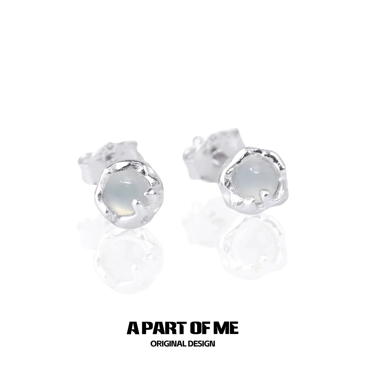 Frosted Whisper Agate Stud Earrings