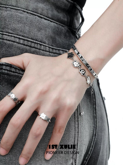 Happy Puppy Family Silver Bracelet