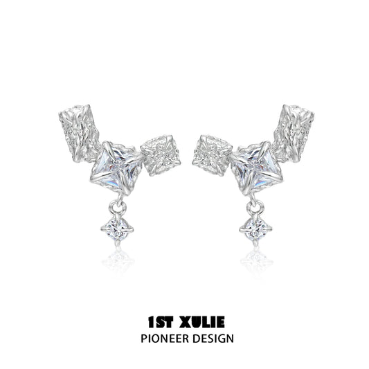 Eternal Glow Geometric Silver Earrings