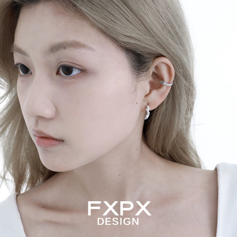 Blue Ice Snake Ear Cuff