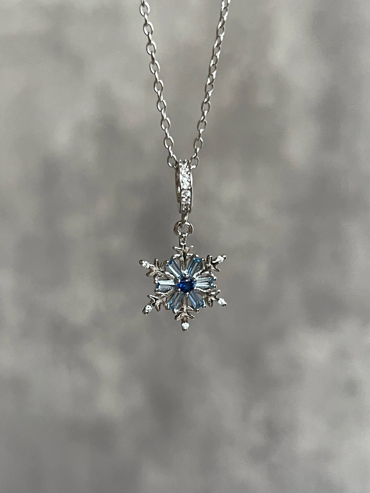 "Ice Snow" Blue Snowflake Necklace