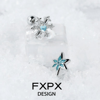Blue Snow Screw Earrings