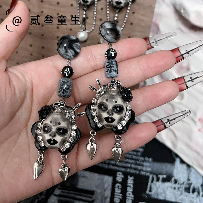 Earrings & Ear Cuffs-Two Three Children's Original Design Diablo Goth 925 Silver Needle Earrings Spice Girls Niche Handmade Cool Temperament Earrings