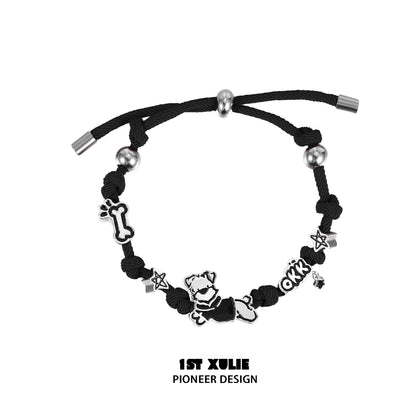 Playful Puppy Braided Couple Bracelet