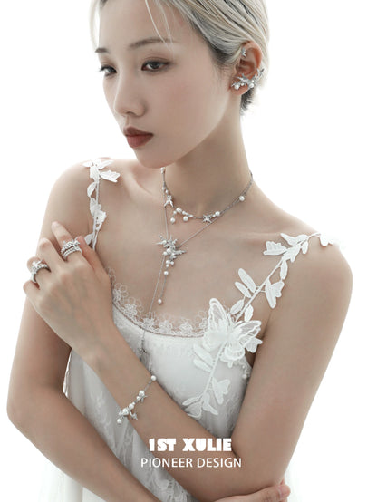 White Butterfly Princess Pearl Bracelet