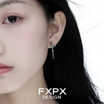 Y2K Court Girl Snake Cross Earrings