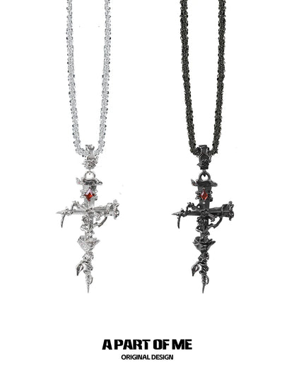 Thorned Rose Sword Necklace