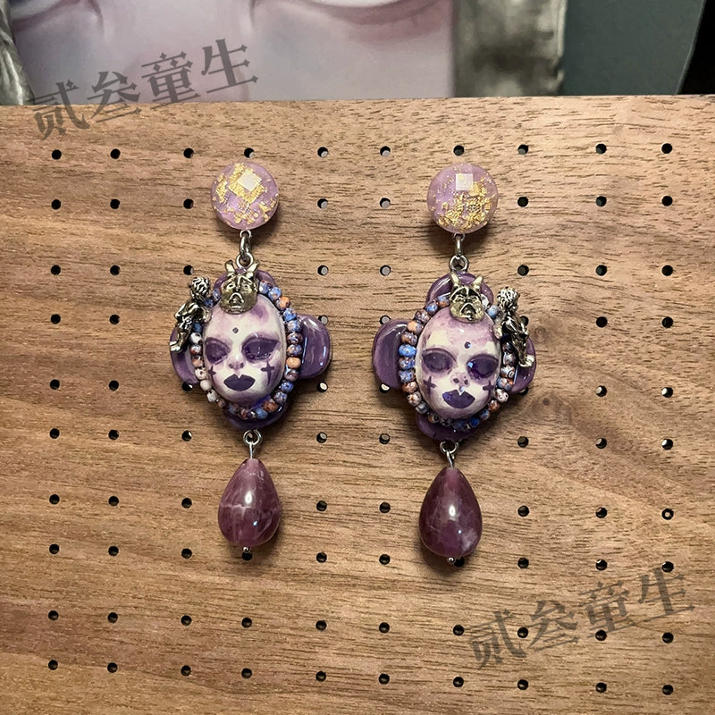 Earrings & Ear Cuffs-Ersan Tongsheng's original hand-painted high-end earrings, women's same earrings, personality trend, niche high-end design sense, light luxury