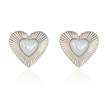 Vintage Heart Fritillary Stud Earrings