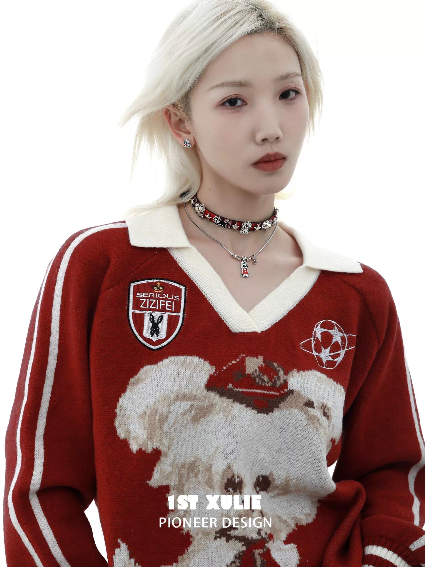 Y2K Playful Pup Red Necklace