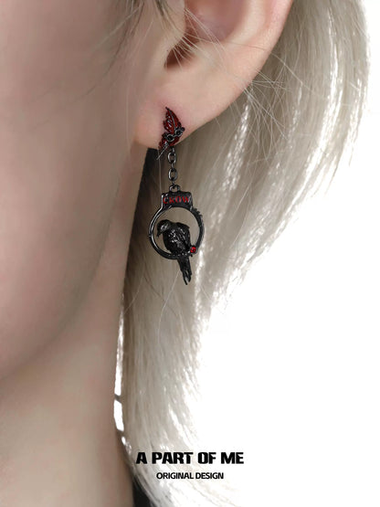 Gothic Crow Handcuff Earrings