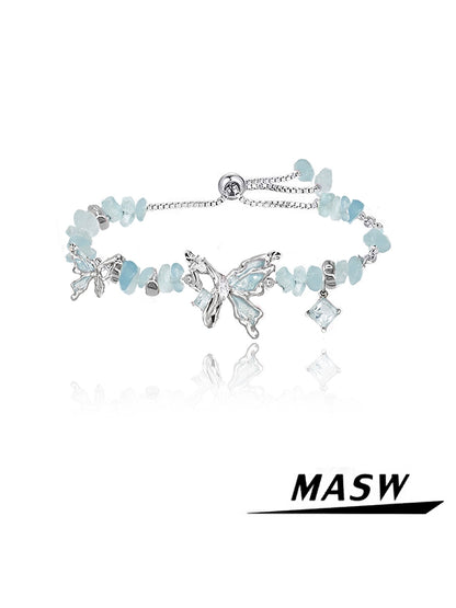 Oil-Paint Butterfly Bead Bracelet