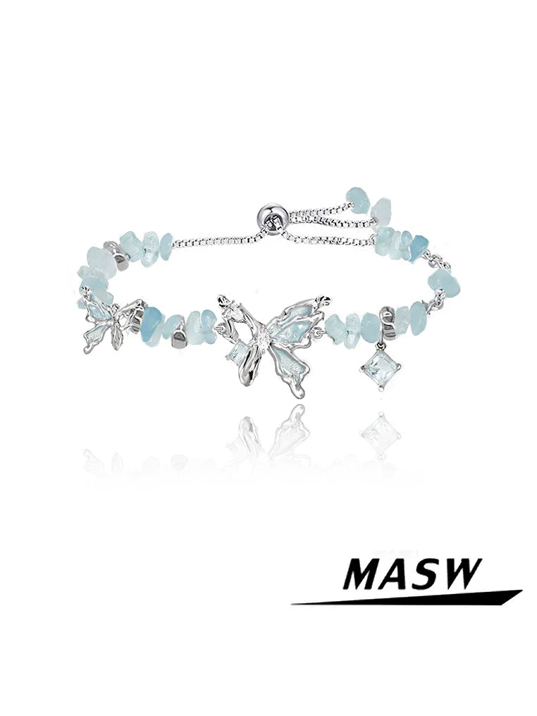 Oil-Paint Butterfly Bead Bracelet