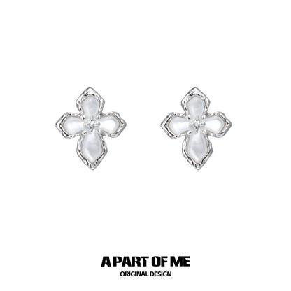 Stigmata Cross Silver Earrings
