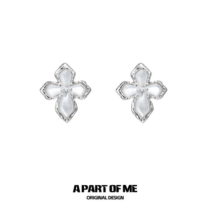 Stigmata Cross Silver Earrings