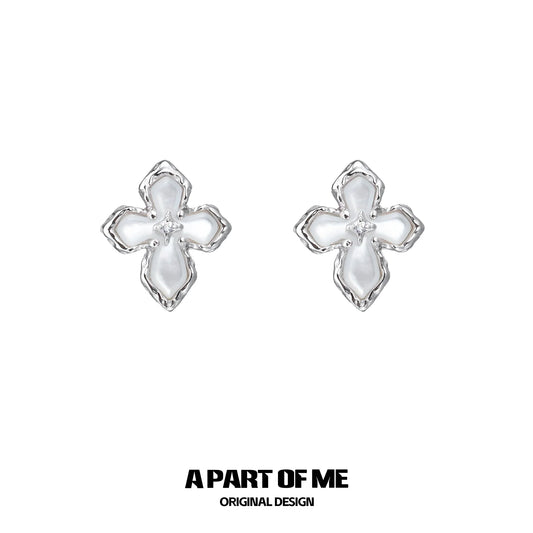 Stigmata Cross Silver Earrings