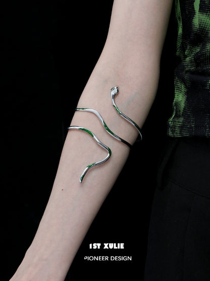 Y2K Slytherin Snake Adjustable Arm Bracelet