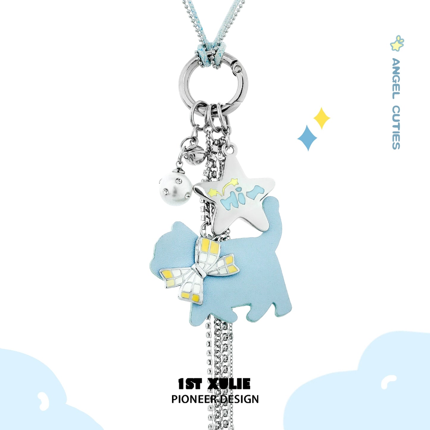Blue Cat Keychain Necklace