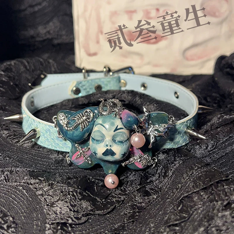 Choker-Ersan Tongsheng Original Niche Handmade Gothpunk Diablo Collar Original Design Collar Gift Design