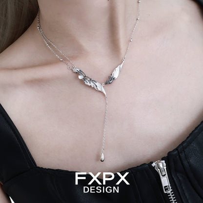 Y2K Black Feather Necklace