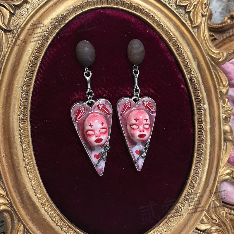 Earrings & Ear Cuffs - Original Design Pink Love Earrings Sweet Cool Girly Dopamine Doll Sweet Cool Earrings Ear Clips