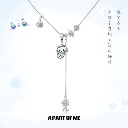 Snowflake Cat Pendant Necklace