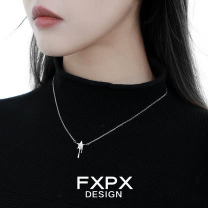 Moon Melted Star Silver Necklace